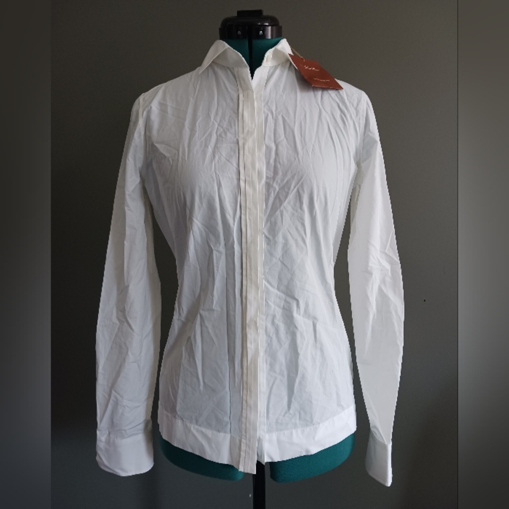 NWT Loro Piana White Cotton Button Down Shirt Size IT 40